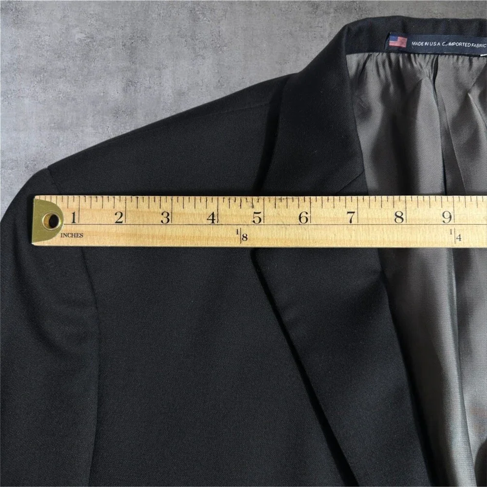 HART SCHAFFNER MARX Men's Blazer 46L Sport Coat 2-Button Suit Jacket Black Wool